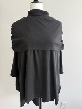 Women's Black Cape-Style Poncho Sweater
